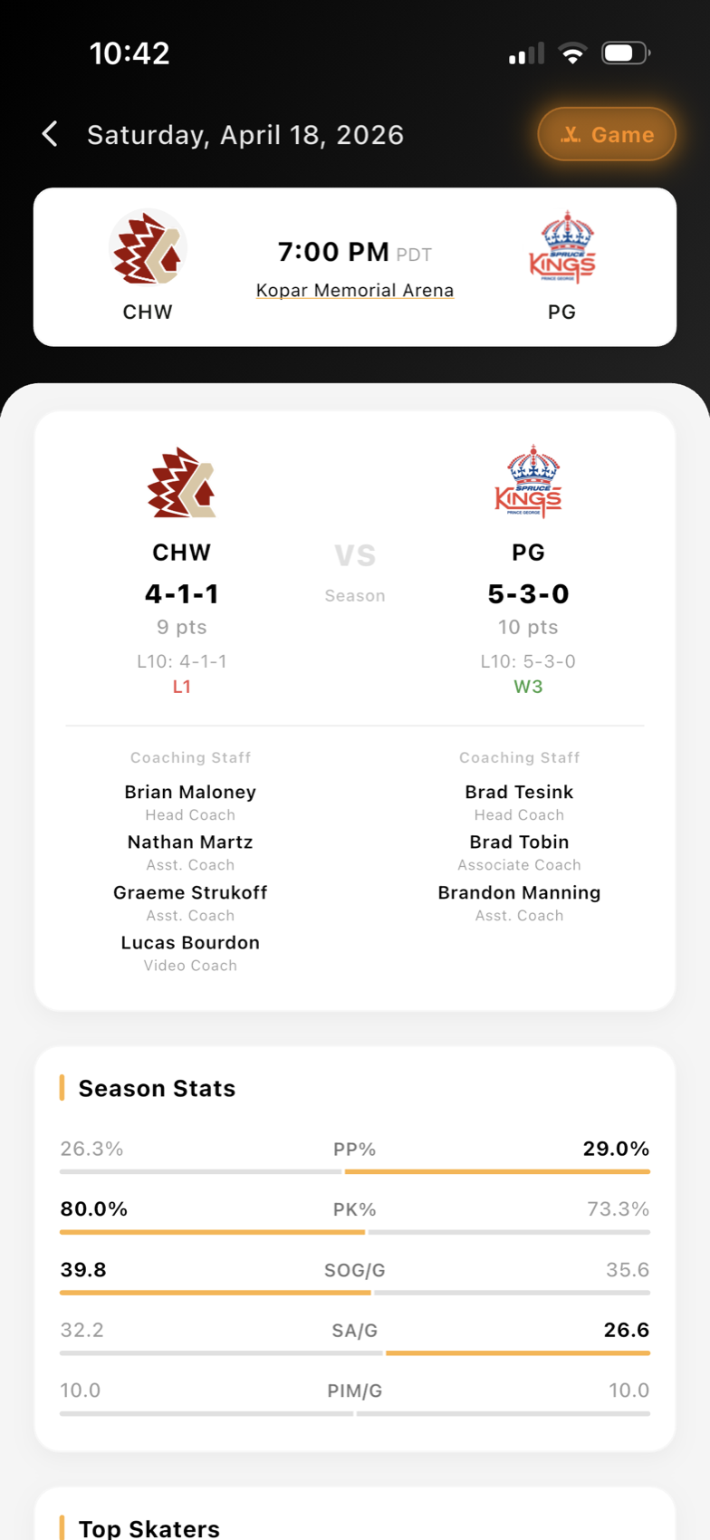 Ref Buddy mobile game matchup context